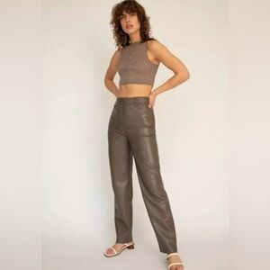 Wilfred Aritzia Funk High-Rise Straight Leg Vegan Leather Pants